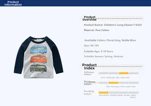 Détail du t-shirt en coton à manches longues avec motif bus rétro et manches raglan