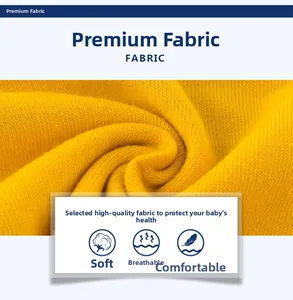 Close-up of bright yellow breathable knit cotton fabric for long-sleeved children's t-shirt