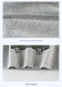 Détail de la maille de coton grise montrant les coutures doubles et la texture intérieure