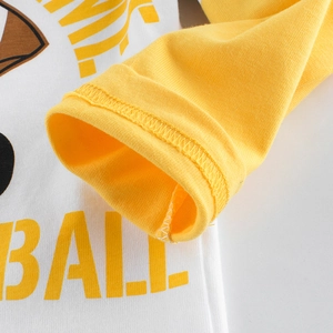 T-shirt sport enfant à manches longues avec poignets jaunes et imprimé BALL