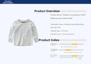 Detail view of striped cotton long-sleeve T-shirt with Lycra material specifications