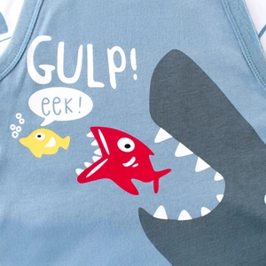 Débardeur tricoté bleu pour enfants avec imprimé requin et motifs marins