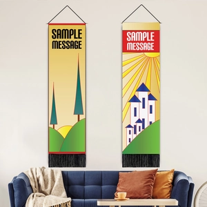 Vertical Tapestry Wall Hanging Cotton Linen Scroll Painting With Wood Rod Black Tassels Landscape Butterfly Nordic Style