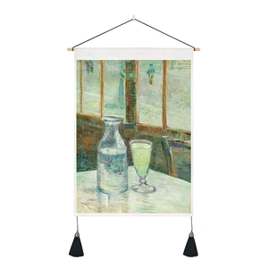 Détail de la peinture Van Gogh Absinthe sur toile avec tige en bois et glands noirs