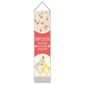 Vertikaler Osterbanner mit Küken und Happy Easter Aufdruck vor weißem Hintergrund