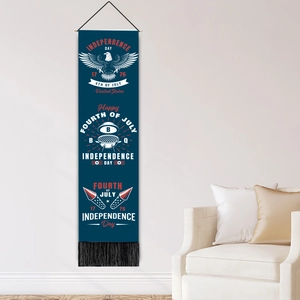 Independence Day tapestry with bald eagle and fireworks on dark blue background