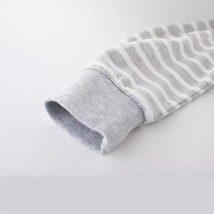 Classic grey and white striped long sleeve t-shirt for kids with ribbed cuffs