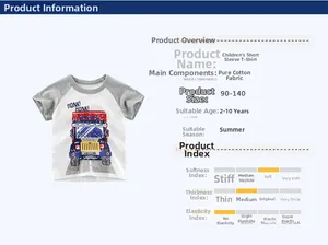 Detail view of cotton boy's raglan t-shirt featuring a colorful cartoon truck print
