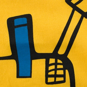 T-shirt jaune en coton pour enfant avec détails d'imprimé géométrique bleu et noir