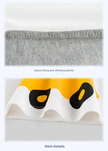 Coutures détaillées de l'intérieur et de l'ourlet avec imprimé d'un t-shirt en coton enfant
