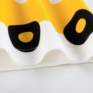 T-shirt enfant à manches courtes en coton, motif géométrique ovale et patch bicolore
