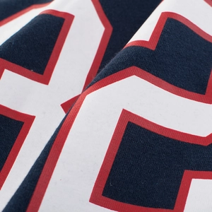 Navy blue kids sports t-shirt with white number 42 print and high-density knit fabric