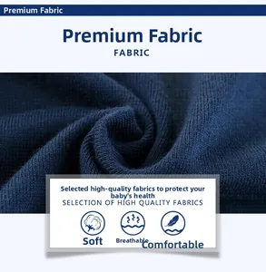 Close-up of soft breathable navy blue knit fabric with visible textured cotton ribs