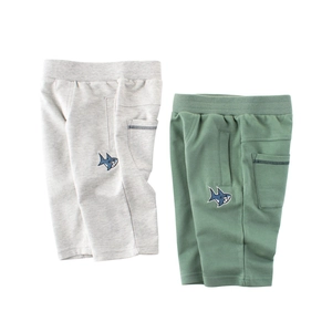 Pantaloni Corti Bambini Cotone Vita Elastica Pantaloncini Sportivi Casual Con Ricamo Squalo Cartoon Per Ragazzi Ragazze