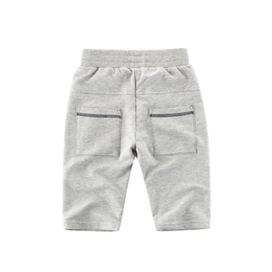Pantaloncini in maglia grigia per bambini con elastico in vita e tasche posteriori
