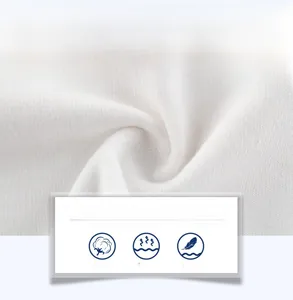 Close-up of soft breathable white cotton knit fabric for boys long sleeve t-shirt
