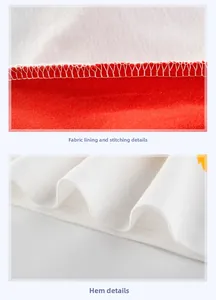 Detail of red and white knit cotton shirt showing quality stitching and inner lining