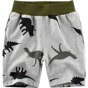 Short décontracté enfant gris clair avec imprimé dinosaure et taille élastique
