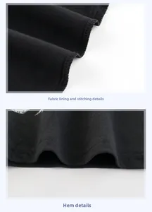 Detailed view of lining and neat double-needle stitching on black knitted cotton T-shirt