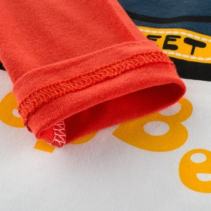 Kids long sleeve car print t-shirt in red featuring ribbed cuffs and cotton fabric