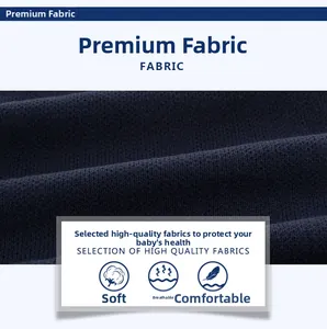 Detailed macro shot of premium dark blue knit fabric with soft breathable texture
