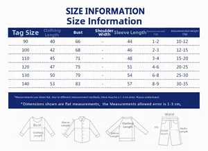 Detailed size chart for kids' knit sweater with height, weight and age references
