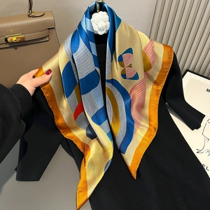 Satin Square Scarf Neckerchief Imitation Satin Pony Horse Print Fashion Versatile Decorative Headscarf For Women