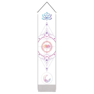 Bohemian lotus tapestry with moon phases and mandala eye for wall decoration