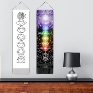 Vertical Chakra meditation wall tapestries with hanging rope and decorative tassels