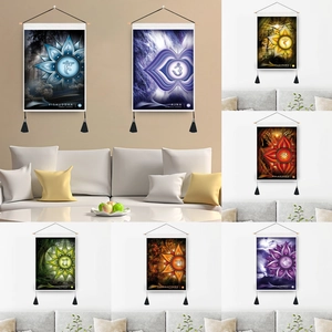 Nordischer Stil Chakra Mandala Wandteppich Mit Holzstab Und Quasten Meditation Yoga Raum Wohnkultur Wandbehang