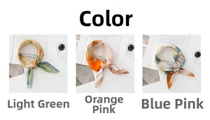 Three elegant silk scarves with ginkgo prints in green, orange pink, and blue pink tones