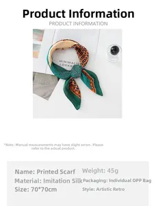 Detail of 70x70cm French retro horse print silk scarf with elegant color blocking