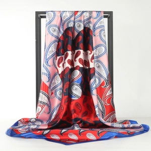 Französisches Seidentuch mit Paisley-Muster aus buntem Satin für Damen 90x90