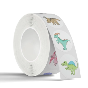 Roll of 500 cartoon dinosaur stickers for kids rewards and creative decorations