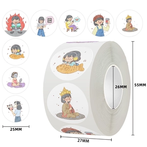 Round Roll Stickers Self Adhesive Cartoon Character Expression Labels For Scrapbooking Notebook DIY Decoration