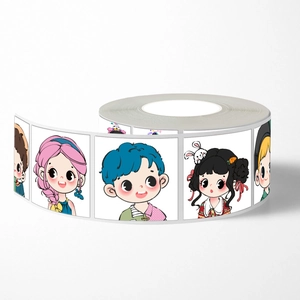 Roll of 500 kawaii anime couple avatar stickers for DIY journals and phone cases