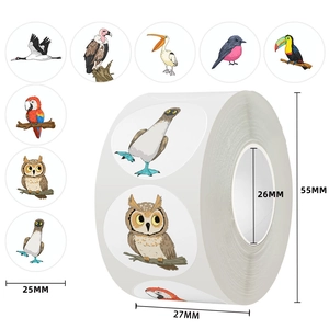 Autocollants De Récompense Oiseau Dessin Animé Rouleau Étiquettes Décoratives Pour Encouragement Enseignant Illustration Dessinée Main École