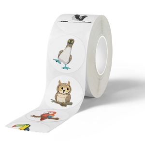 Rouleau d'autocollants d'oiseaux colorés avec hiboux et perroquets pour récompenses enfants