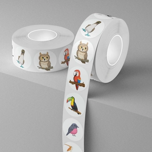 Rouleaux d'autocollants de récompense oiseaux mignons pour enfants, chouettes et perroquets
