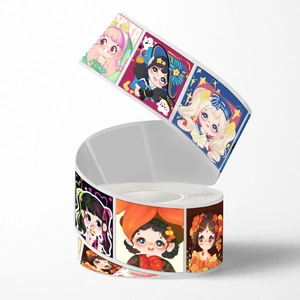 Roll of 500 cute anime girl stickers with high-quality cartoon designs for journaling