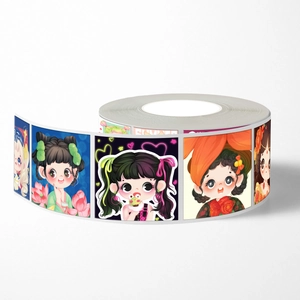 Roll of cute anime girl stickers for phone case and scrapbooking decoration