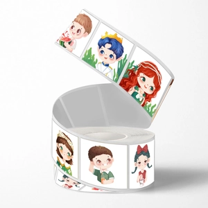 Roll of cute cartoon girl stickers for DIY scrapbooking and creative phone case decoration