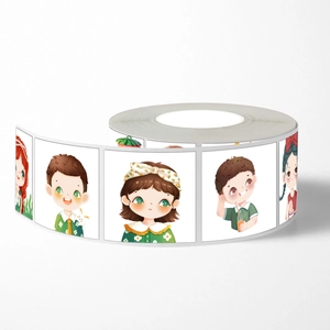 Roll of cute cartoon girl character stickers for journals and phone case decoration