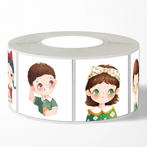Roll of cute ins-style cartoon girl stickers for DIY phone cases and journals