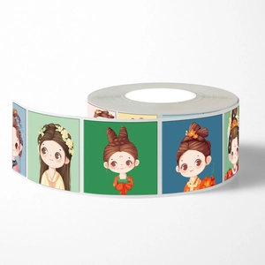 Roll of 500 cute cartoon girl stickers in traditional Hanfu for journaling and decor