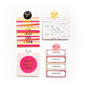 Pink and black gold-stamped thank you stickers for gift sealing and wedding decoration