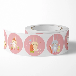 Roll of cute cartoon rabbit stickers for DIY crafts and festival gift sealing decoration