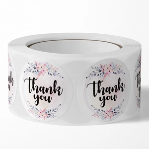 Floral Thank You stickers roll for wedding decoration and gift packaging sealing