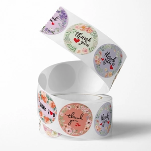 Floral thank you stickers roll for wedding gift packaging and envelope sealing labels