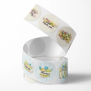 Round floral thank you stickers roll for wedding gift packaging and envelope sealing